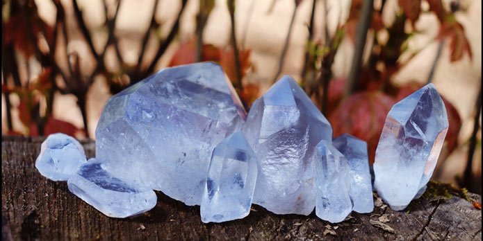 A collection of blue quartz gemstones