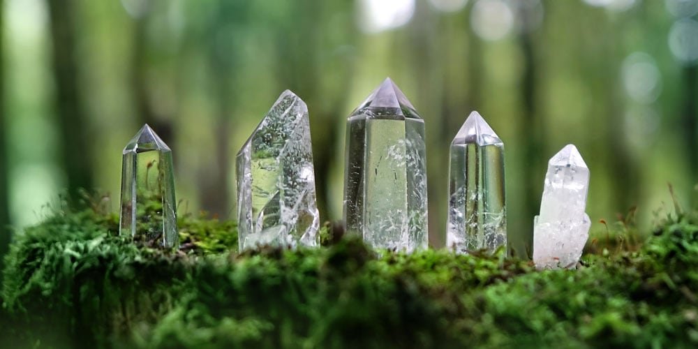 Cleansing clear quartz outdoors